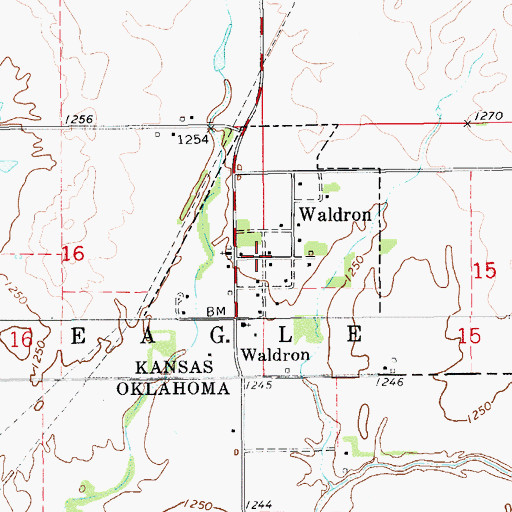 Topographic Map of Waldron, KS
