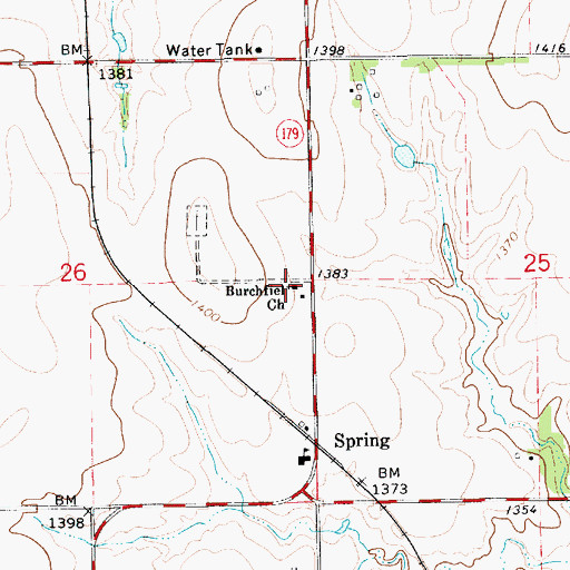 Topographic Map of Burchfiel United Methodist Church, KS