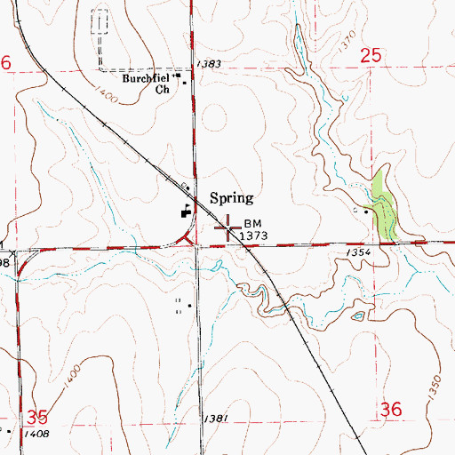 Topographic Map of Spring, KS