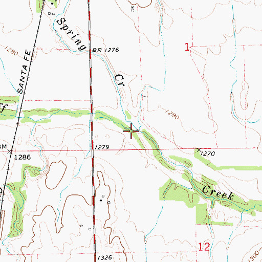Topographic Map of Spring Creek, KS