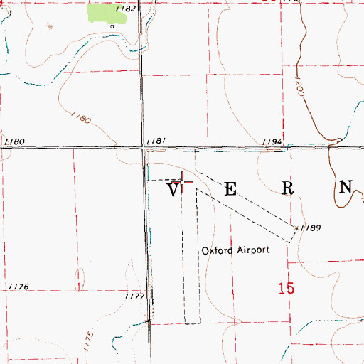 Topographic Map of Oxford Municipal Airport, KS
