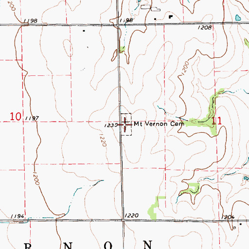 Topographic Map of Mount Vernon Cemetery, KS