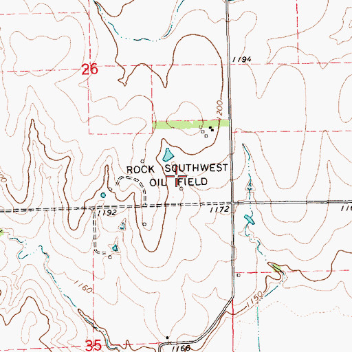 Topographic Map of Rock Southwest Oil Field, KS