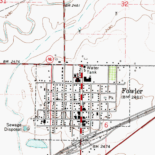 Topographic Map of Fowler, KS