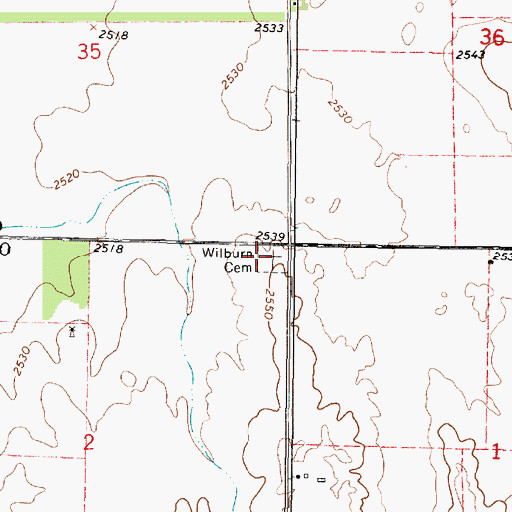 Topographic Map of Wilburn Cemetery, KS