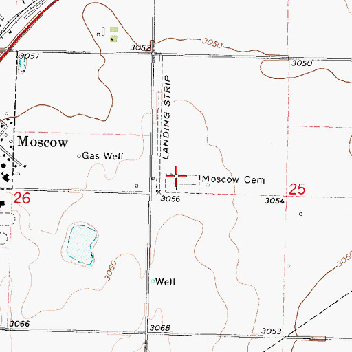 Topographic Map of Moscow Cemetery, KS
