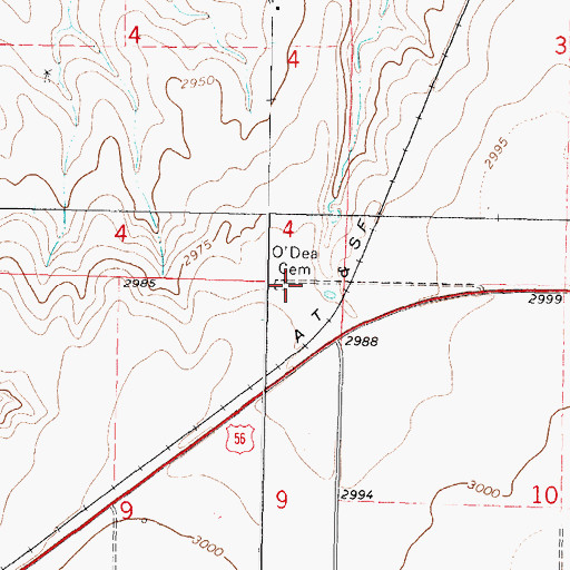 Topographic Map of O'Dea Cemetery, KS