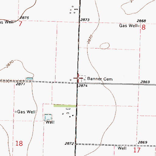 Topographic Map of Banner Cemetery, KS