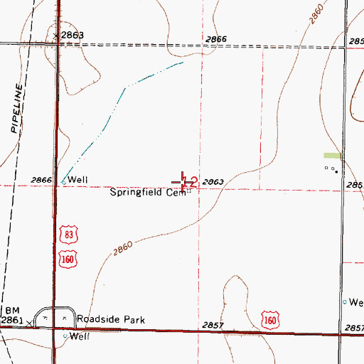 Topographic Map of Springfield Cemetery, KS