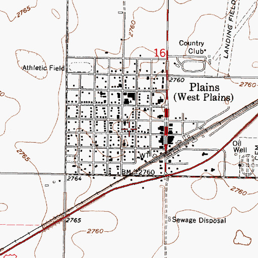 Topographic Map of Plains, KS