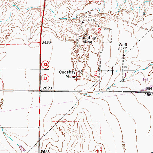 Topographic Map of Cudahay Mine, KS