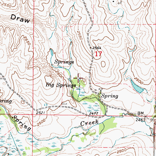 Topographic Map of Big Springs, KS