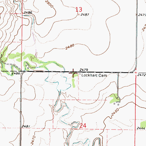 Topographic Map of Lockhart Cemetery, KS