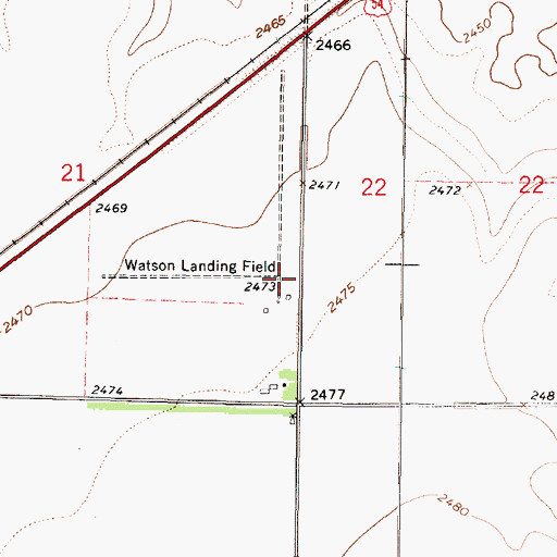 Topographic Map of Watson Landing Field (historical), KS