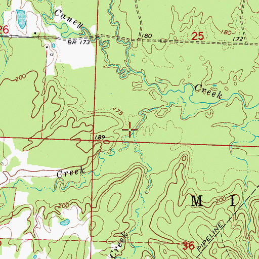 Topographic Map of Brushy Creek, AR