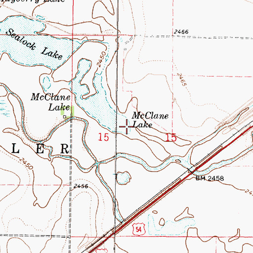 Topographic Map of McClane Lake, KS
