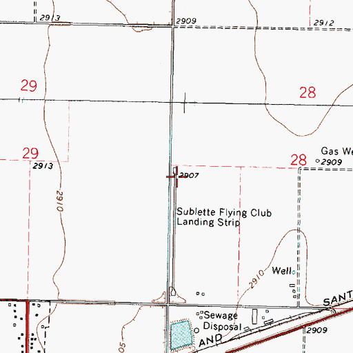 Topographic Map of Sublette Municipal Airport, KS