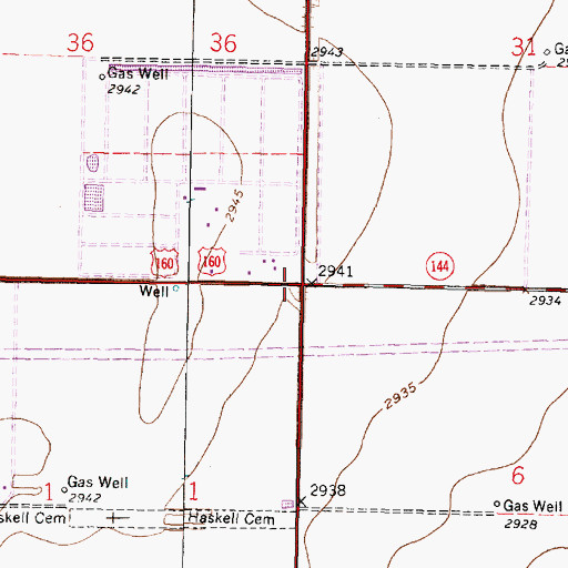 Topographic Map of Township of Haskell, KS