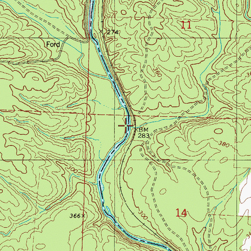 Topographic Map of Brushy Creek, AR
