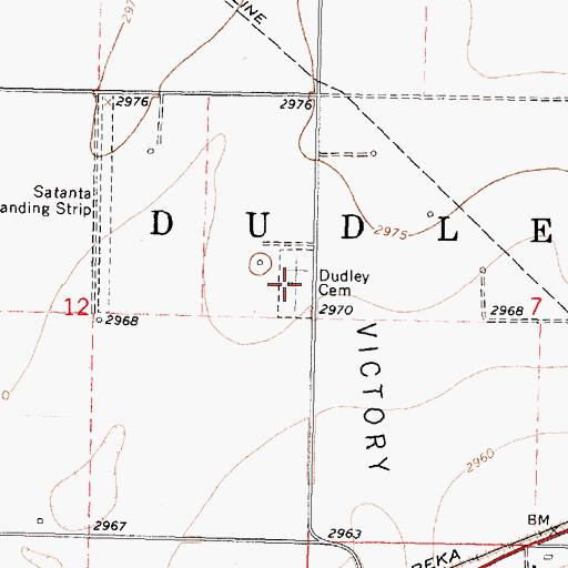 Topographic Map of Dudley Cemetery, KS