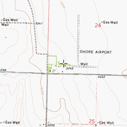 Topographic Map of Shore Airport (historical), KS