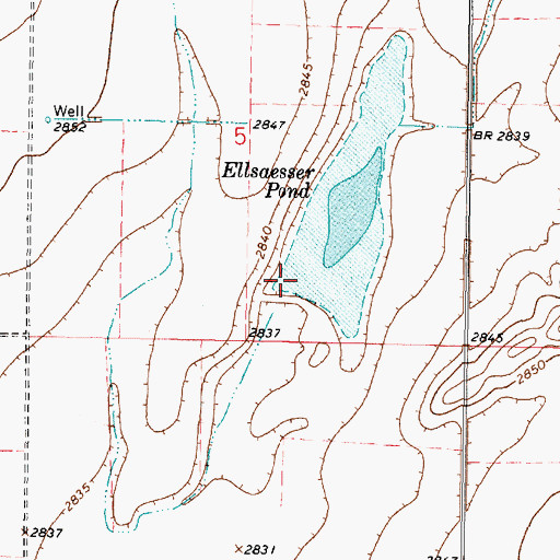 Topographic Map of Ellsaesser Pond, KS