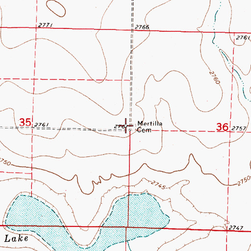 Topographic Map of Mertilla Cemetery, KS