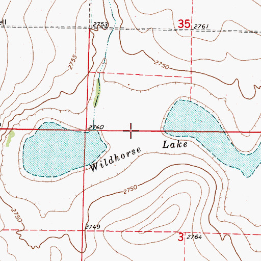 Topographic Map of Wildhorse Lake, KS