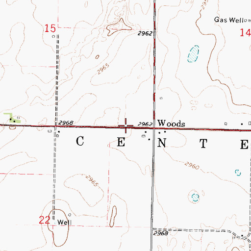 Topographic Map of Woods, KS