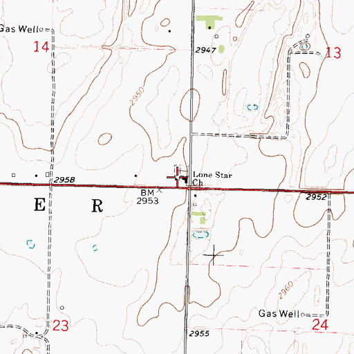 Topographic Map of Lone Star Friends Church, KS