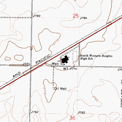 Topographic Map of Southwestern Heights Junior / Senior High School, KS
