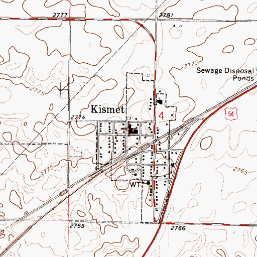 Topographic Map of Kismet, KS