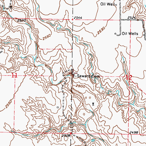 Topographic Map of Seward Cemetery, KS