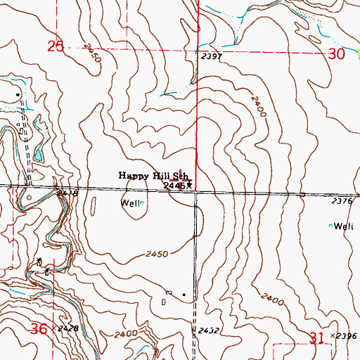 Topographic Map of Happy Hill School (historical), KS