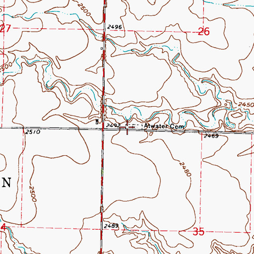 Topographic Map of Atwater Cemetery, KS