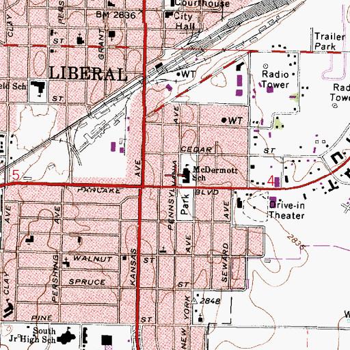 Topographic Map of McDermott Elementary School, KS