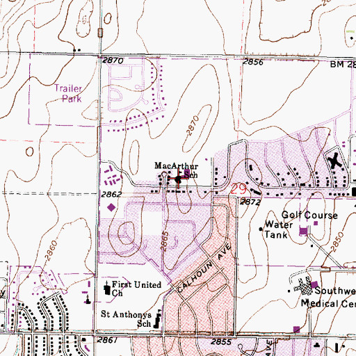 Topographic Map of MacArthur Elementary School, KS