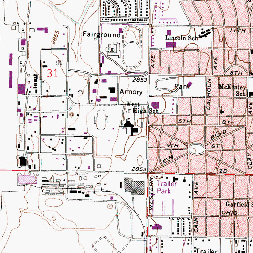 Topographic Map of Liberal West Middle School, KS