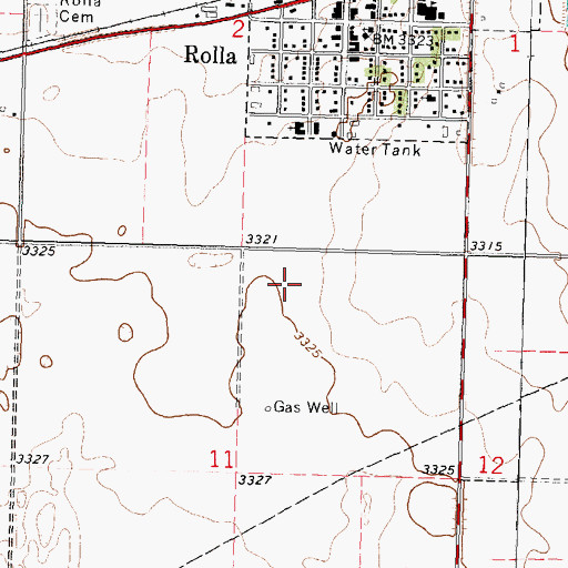 Topographic Map of Township of Rolla, KS
