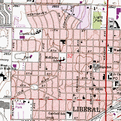 Topographic Map of McKinley Elementary School, KS