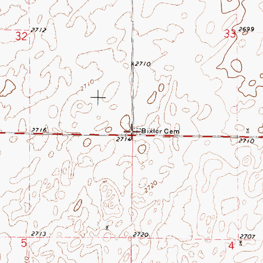 Topographic Map of Biller Cemetery, KS