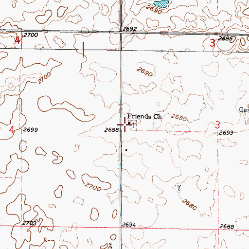 Topographic Map of Friends Chapels, KS
