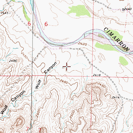 Topographic Map of Wolf Canyon, KS