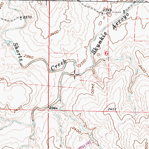 Topographic Map of Shorts Creek, KS