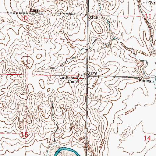 Topographic Map of Lutheran Cemetery, KS