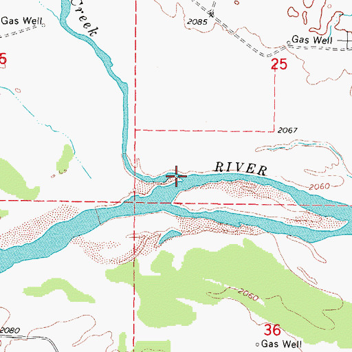 Topographic Map of Crooked Creek, OK
