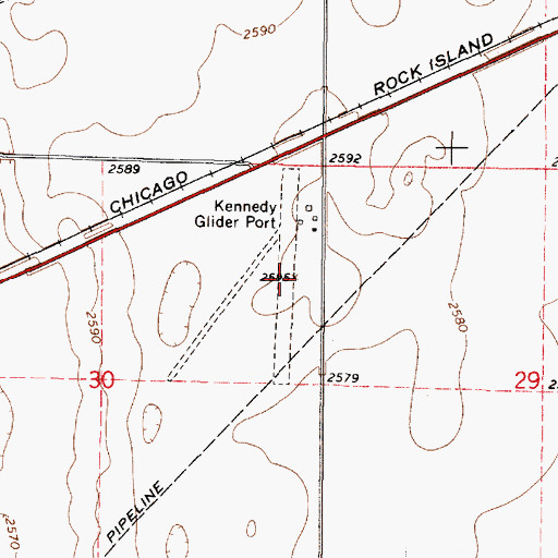 Topographic Map of Kennedy Glider Port, KS