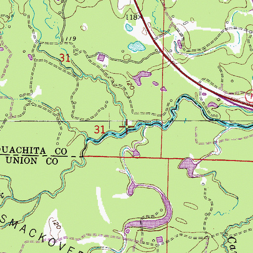 Topographic Map of Brushy Creek, AR