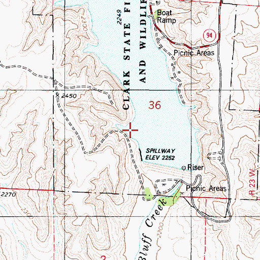 Topographic Map of Clark County State Lake, KS