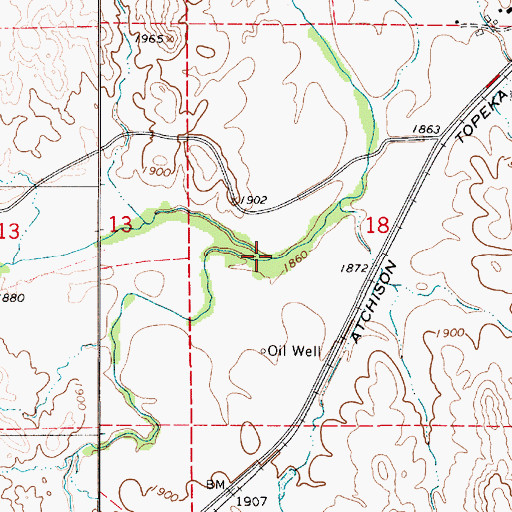 Topographic Map of Otter Creek, KS